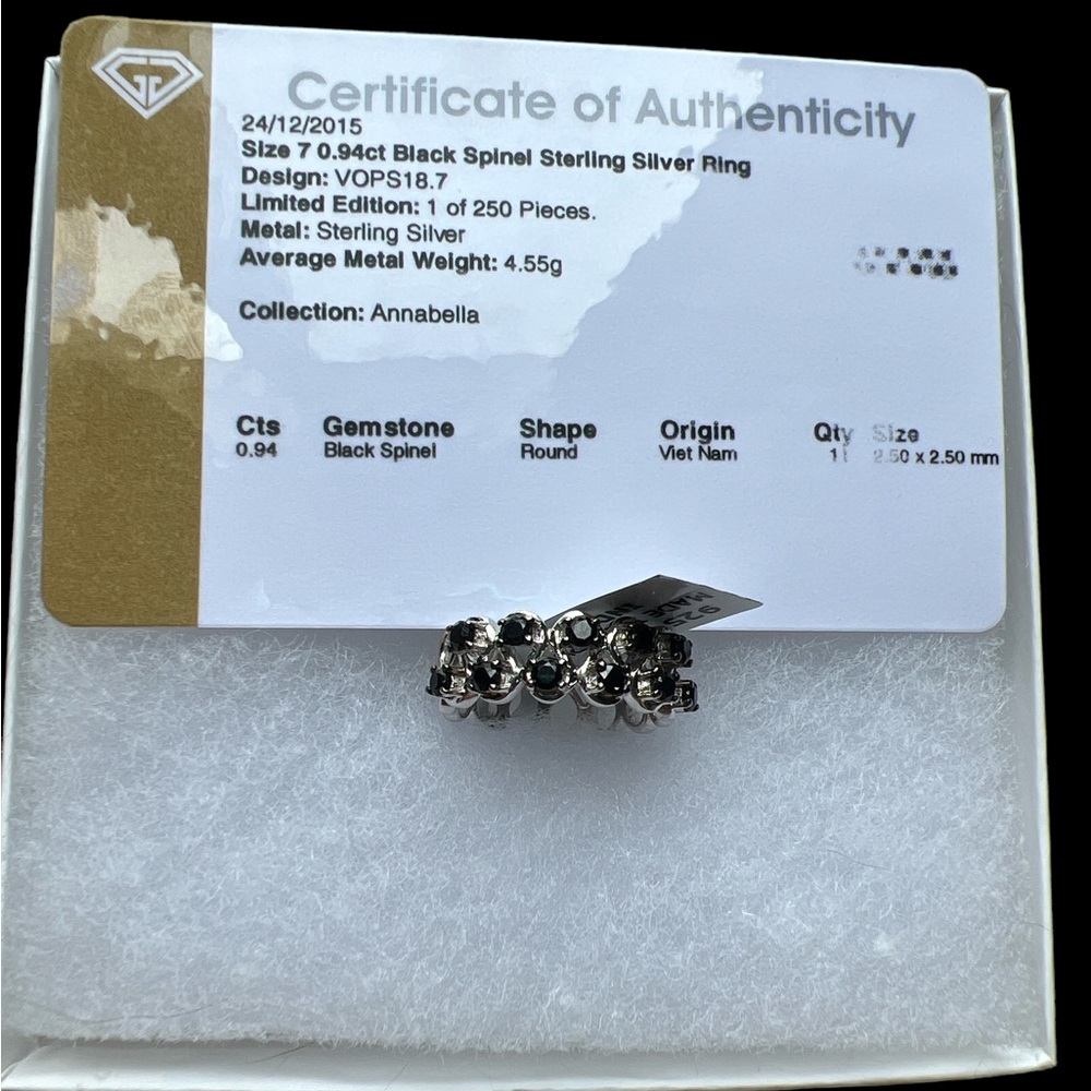 Black spinel sterling silver ring